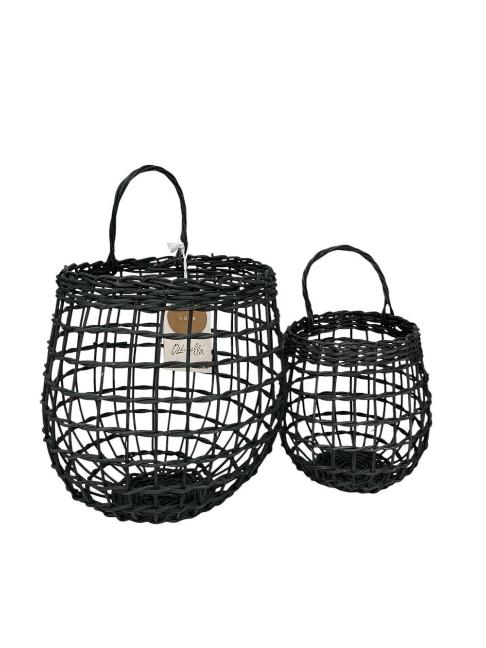 New Olli Ella Onion Baskets Set Two In Ink Handmade